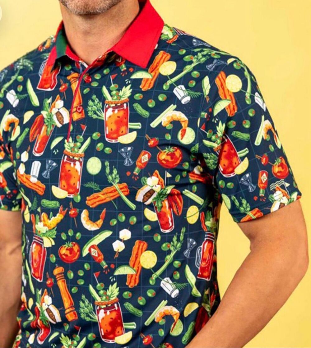 RSVLTS BREAKFAST BALLS BLOODY AWESOME All-Day Polo Golf Men’s Size Medium